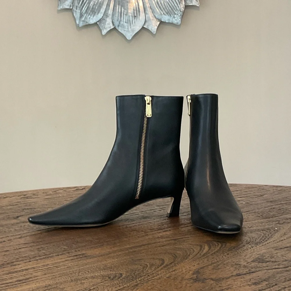 Michael Kors Black Ankle Booties with Gold Zipper